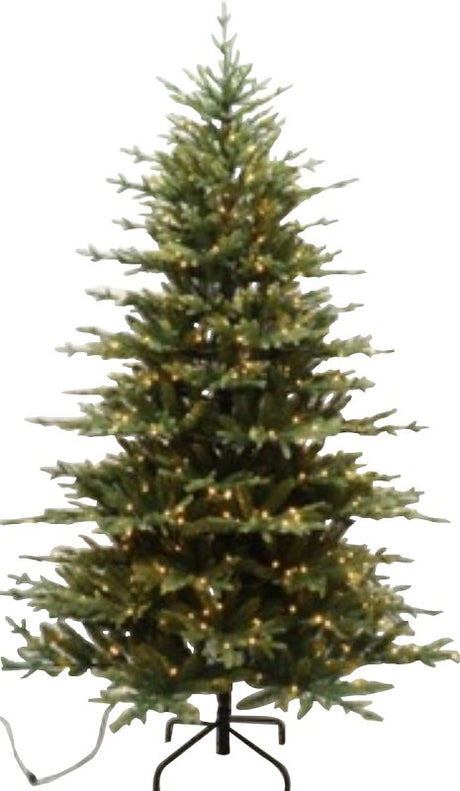Santas Forest 61944 Pre-Lit Cascade Noble Fir Tree, 4 ft H, Nobel Fir Family, Mini Bulb, Multi/Clear Light