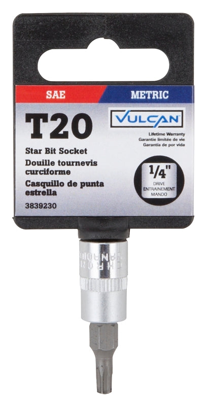 Vulcan 55050028SD Star Bit Socket, T20 Tip, Chrome