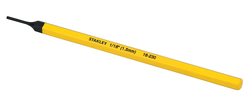 STANLEY 16-230 Pin Punch, 1/16 in Tip, 6 in L, 1/4 in Dia Shank, Hex Shank, Chrome Vanadium Steel