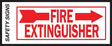 Hy-Ko FE-2R Safety Sign, Fire Extinguisher Right Arrow, Red Legend, Vinyl, 10 in W x 4 in H Dimensions