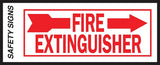 Hy-Ko FE-2R Safety Sign, Fire Extinguisher Right Arrow, Red Legend, Vinyl, 10 in W x 4 in H Dimensions