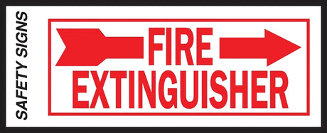 Hy-Ko FE-2R Safety Sign, Fire Extinguisher Right Arrow, Red Legend, Vinyl, 10 in W x 4 in H Dimensions
