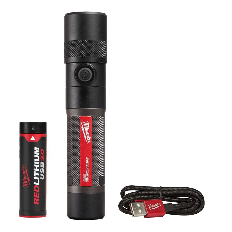 Milwaukee 2161-21 Twist Focus Flashlight, 3 Ah, Lithium Battery, LED Lamp, 1100 Lumens Lumens, 175 m Beam Distance, Pack of 4