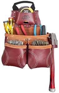 CLC 21428 Nail and Tool Bag, 10-Pocket, Leather, Chestnut