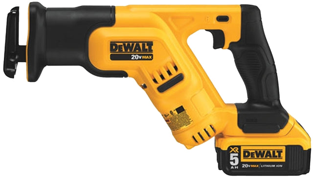 DEWALT DCS387P1 Series Reciprocating Saw Kit, Battery Included, 20 V, 5 Ah, 1-1/8 in L Stroke, 0 to 2900 spm