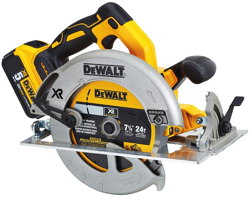 DEWALT DCS570P1 Circular Saw, Battery Included, 20 V, 5 Ah, 7-1/4 in Dia Blade, 57 deg Bevel