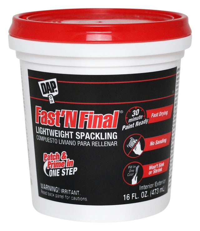 DAP 12141 Lightweight Spackling, White, 1 pt Tub