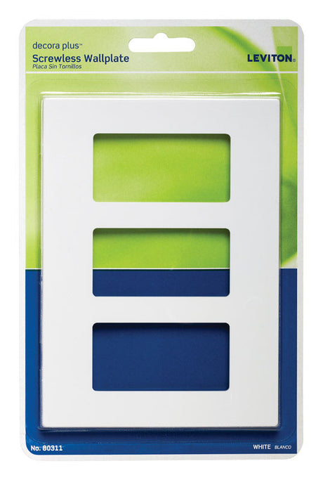 Leviton Decora Plus White 3 gang Polycarbonate Decorator Screwless Wall Plate 1 pk