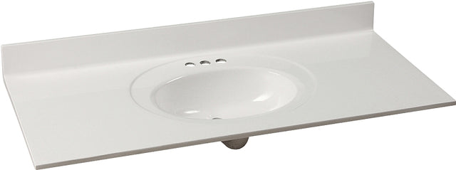 Foremost WS-2249 Vanity Top, 49 in OAL, 22 in OAW, Marble, Solid White, Oval Bowl, Countertop Edge