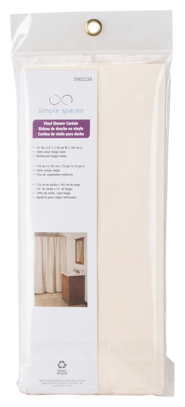 Simple Spaces SD-PCP01-B3L Shower Curtain, Vinyl, Beige, Beige