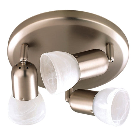 Canarm ICW9351 Track Lighting Fixture, 10 in W x 10 in H Dimensions, 60 W, 3-Lamp, Alabaster Glass, Brushed Pewter