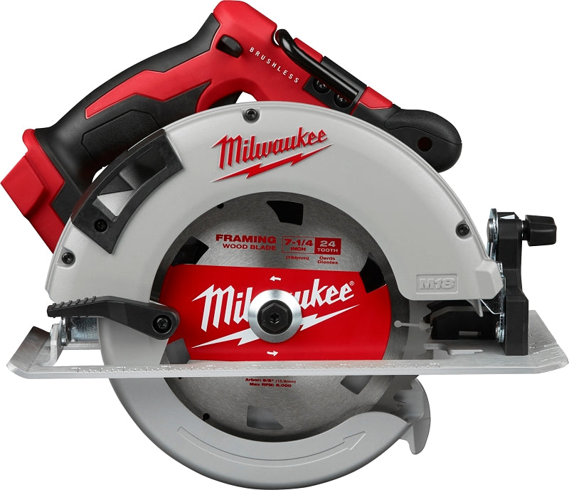 Milwaukee 2631-20 Circular Saw, Tool Only, 18 V, 5 Ah, 7-1/4 in Dia Blade, 50 deg Bevel, 1-7/8, 2-1/2 in D Cutting