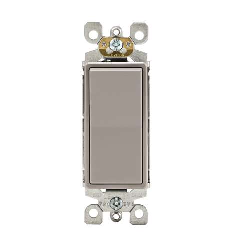 Leviton Decora 15 amps Single Pole Rocker AC Quiet Switch Gray 1 pk