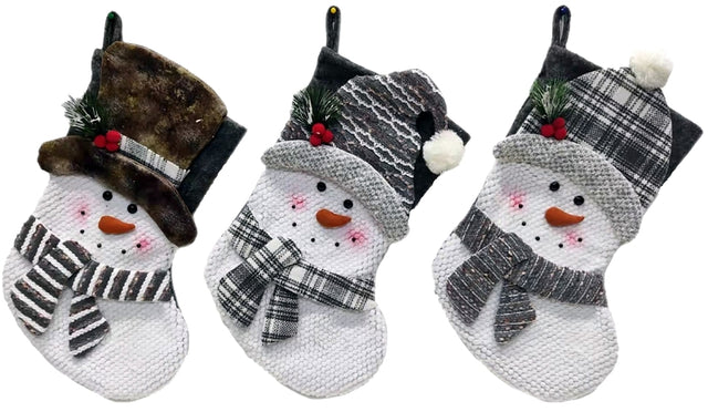 Hometown Holidays 49704 Toy Snowman Stocking, 20 in, Neutral, 5+, Polyester, Gray/White, Pack of 24