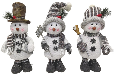 Hometown Holidays Plush Standing Snowman Toy, Assorted, 15 in, Pack of 12