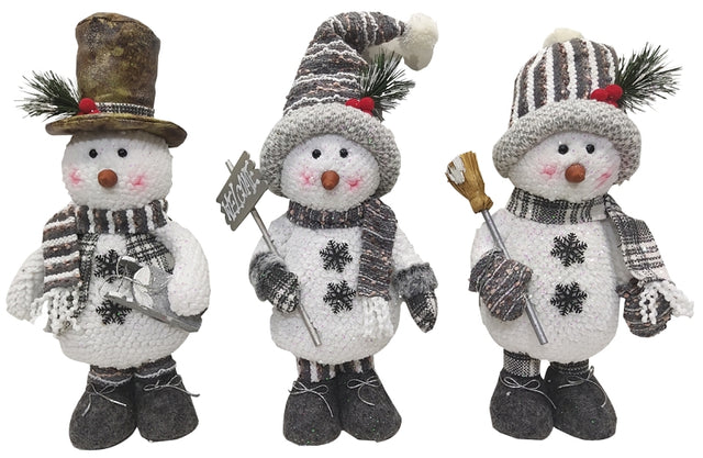 Hometown Holidays Plush Standing Snowman Toy, Assorted, 15 in, Pack of 12
