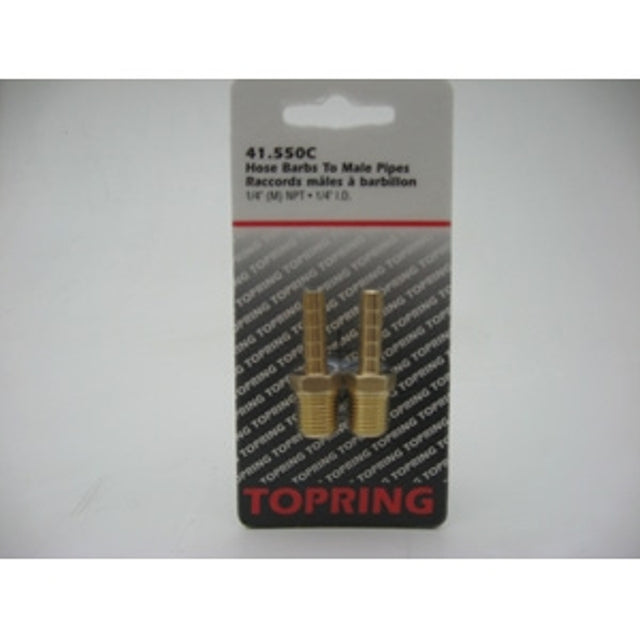 Topring 41.550C Hose to Pipe Splicer, 1/4 in, Barb x MNPT, Brass, Nickel
