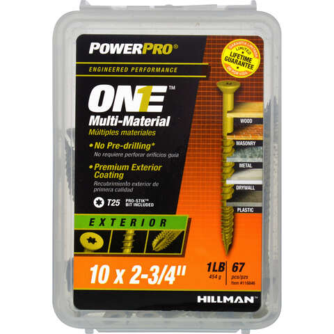 Hillman Powerpro One No. 10 X 2-3/4 in. L Star Flat Head Coarse Multi-Material Screws