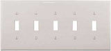 Eaton Wiring Devices PJ5W Wallplate, 10-1/2 in L, 4.88 in W, 5 -Gang, Polycarbonate, White, High-Gloss