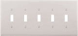 Eaton Wiring Devices PJ5W Wallplate, 10-1/2 in L, 4.88 in W, 5 -Gang, Polycarbonate, White, High-Gloss