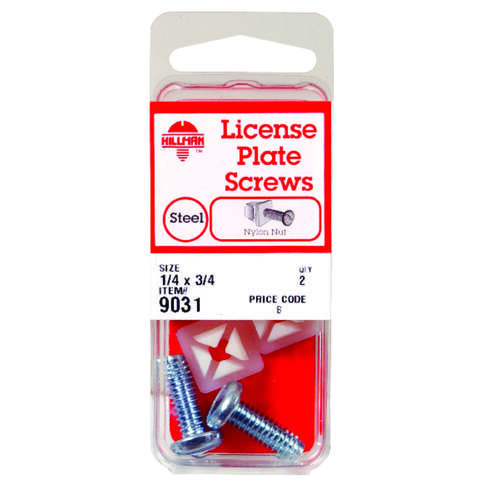 HILLMAN No. 14 X 3/4 in. L Slotted Square Head Coarse License Plate Screws, Pack of 10