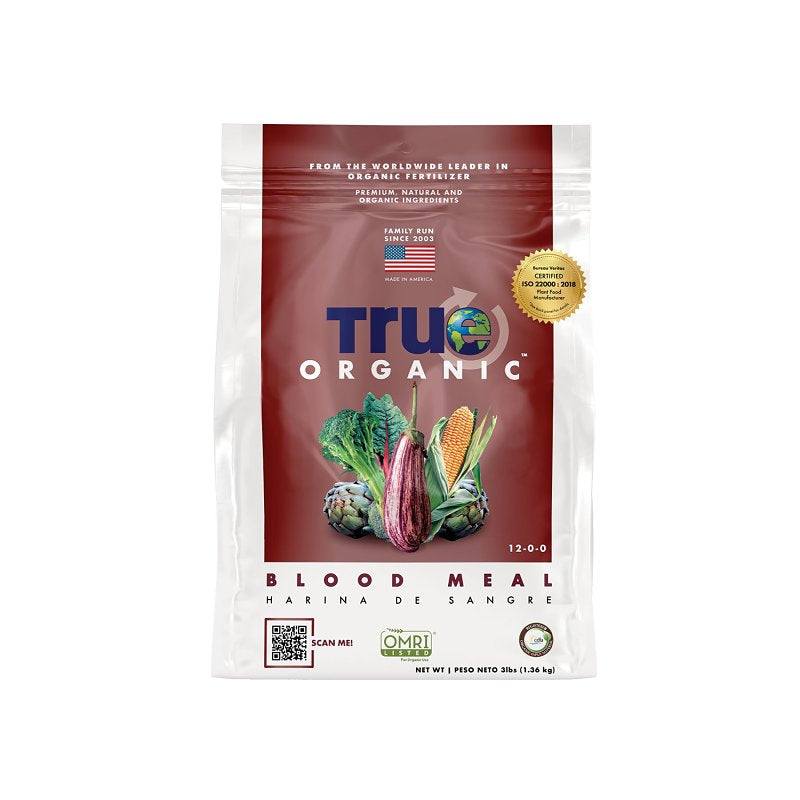 True ORGANIC R0008 Blood Meal, 3 lb Bag, Granular, 12-0-0 N-P-K Ratio