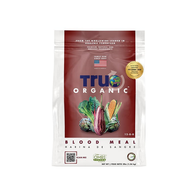 True ORGANIC R0008 Blood Meal, 3 lb Bag, Granular, 12-0-0 N-P-K Ratio