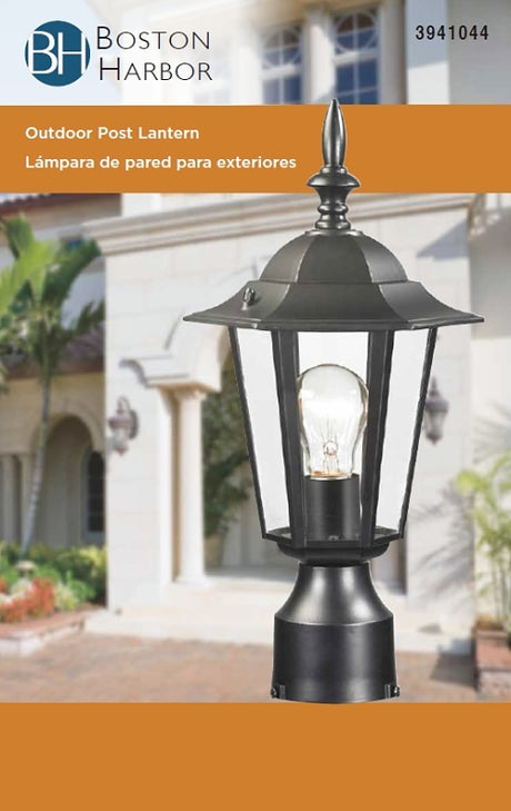 Boston Harbor AL8044-BK Post Lantern, 120 V, 60 W, A19 or CFL Lamp