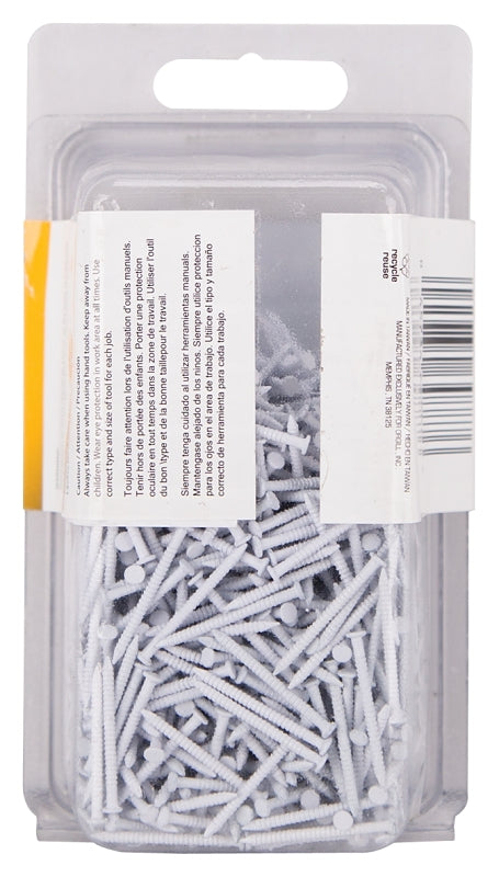 ProSource NTP-158-PS Panel Nail, 16D, 1 in L, Steel, Painted, Flat Head, Ring Shank, White, Pack of 4