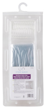 Simple Spaces SD-625CL-3L Shower Curtain with Hook, PVC/Vinyl, Clear, Clear