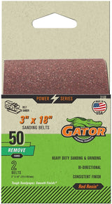 Gator 3169 Sanding Belt, 3 in W, 18 in L, 50 Grit, Coarse, Aluminum Oxide Abrasive