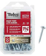 Teks 21516 Lath Screw, #8 Thread, Truss Head, Phillips Drive, Sharp Point, Steel, Zinc, 120 PK