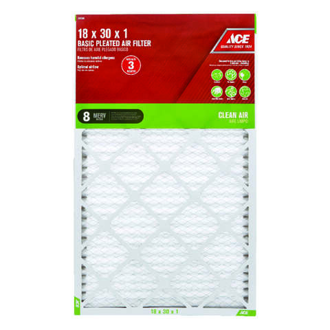 Ace 18 in. W X 30 in. H X 1 in. D Synthetic 8 MERV Pleated Air Filter 1 pk, Pack of 12