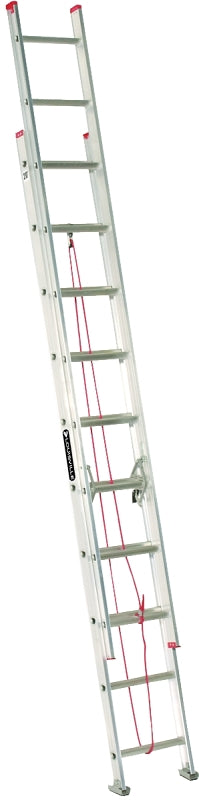Louisville L-2324-20 Extension Ladder, 240 in H Reach, 200 lb, 20-Step, 1-1/2 in D Step, Aluminum
