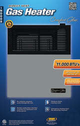 Comfort Glow DVP11 Direct Vent Wall Heater, LPG, 11,000 Btu/h BTU, 375 sq-ft Heating Area, 70 % Efficiency, Black/Gray