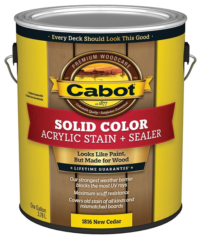 Cabot 1800 Series 140.0001816.007 Solid Color Decking Stain, Low-Lustre, New Cedar, Liquid, 1 gal, Can, Pack of 4