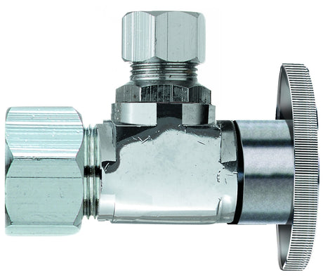 Plumb Pak PP61PCLF Shut-Off Valve, Angle, 5/8 x 3/8 in Connection, Compression, Brass Body