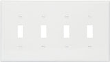 Eaton Wiring Devices PJ4W Wallplate, 4-7/8 in L, 8.56 in W, 4 -Gang, Polycarbonate, White, High-Gloss