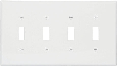 Eaton Wiring Devices PJ4W Wallplate, 4-7/8 in L, 8.56 in W, 4 -Gang, Polycarbonate, White, High-Gloss