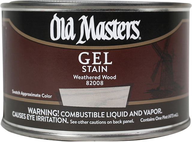 Old Masters 82008 Gel Stain, Weathered Wood, Liquid, 1 pt