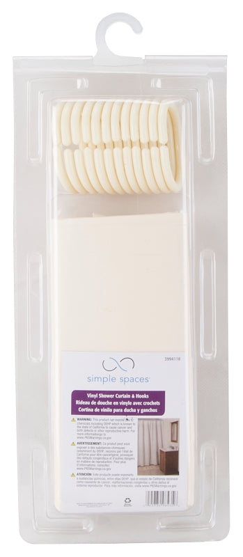 Simple Spaces SD-626BG-3L Shower Curtain, PVC/Vinyl, Beige, Beige
