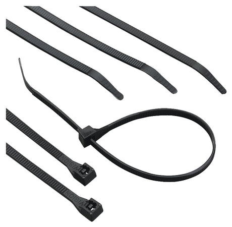 Calterm 73273 Cable Tie, 0.27 in Max Bundle Dia, 6/6 Nylon, Black, 11 in L, 100/BAG