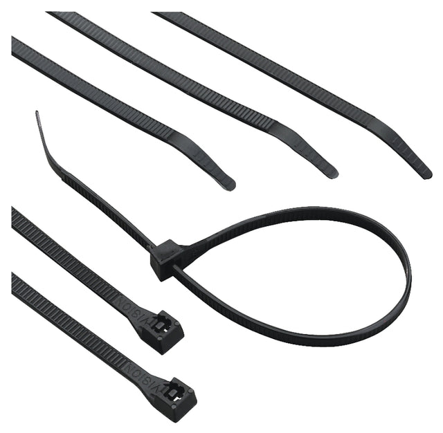 Calterm 73273 Cable Tie, 0.27 in Max Bundle Dia, 6/6 Nylon, Black, 11 in L, 100/BAG