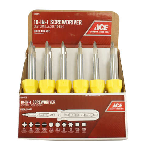 Ace 10-in-1 Screwdriver 8 in., Pack of 12