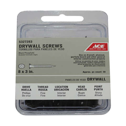 Ace No. 8 wire X 3 in. L Phillips Fine Drywall Screws 50 pk