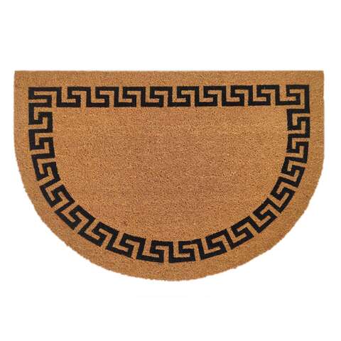 First Concept 24 in. W X 36 in. L Black/Brown Greek Key Coir Door Mat