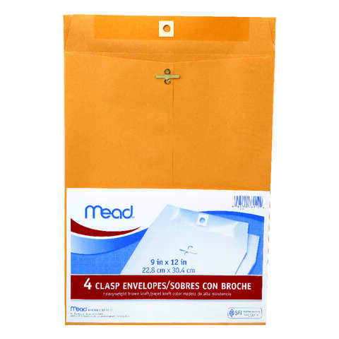 Mead 9 in. W X 12 in. L Other Brown Envelopes 4 pk, Pack of 12