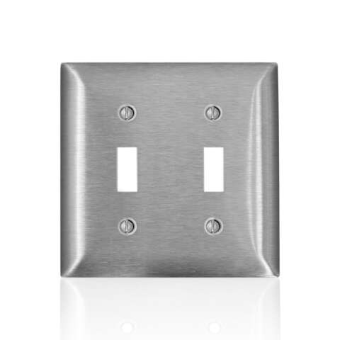 Leviton C-Series Satin Silver 2 gang Stainless Steel Toggle Wall Plate 1 pk