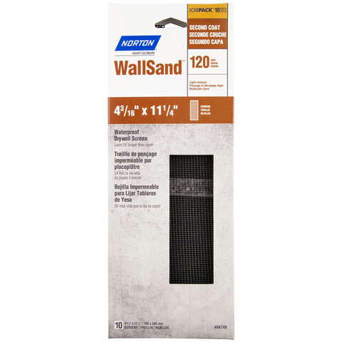 Norton WallSand 11-1/4 in. L X 4-3/16 in. W 120 Grit Silicon Carbide Drywall Sanding Screen 10 pk