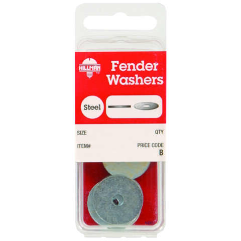 HILLMAN Zinc-Plated Steel 3/16 in. Fender Washer 4 pk, Pack of 10